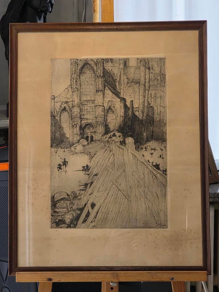 Jules de bruycker, Enlèvement ou Envoi, Eau-forte, Encadré
