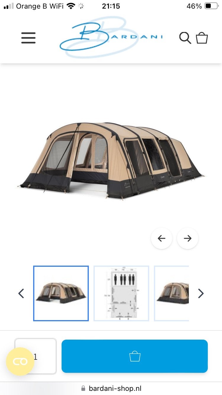 Bardani AirSpace 380 TC, Caravans en Kamperen, Ophalen, Zo goed als nieuw