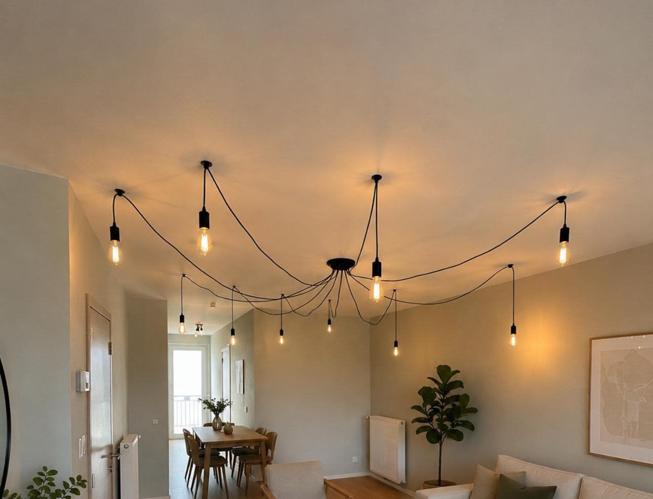 Design Spider Hanglamp – Industriële Eyecatcher – Zwart, Huis en Inrichting, Ophalen, Zo goed als nieuw