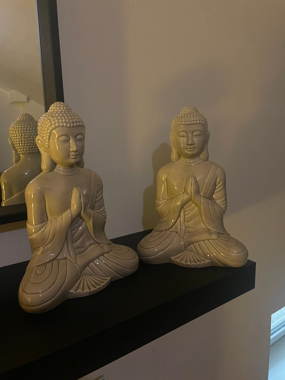 Lot de 2 statues Bouddha en céramique, Enlèvement ou Envoi, Comme neuf