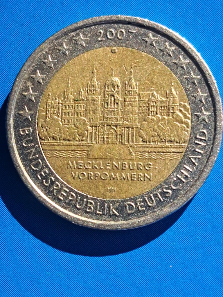 2007 G Allemagne 2 euros Mecklembourg-Poméranie oc Karlsruhe, Envoi, Allemagne, 2 euros, Monnaie en vrac