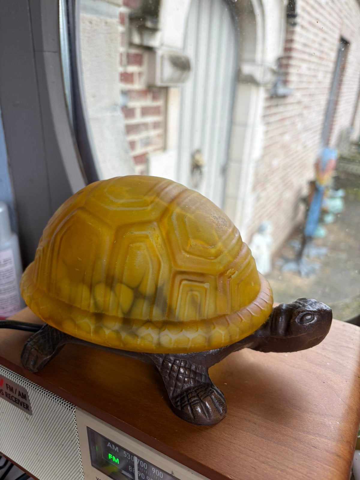 Metalen schildpad lamp met glaspasta, Ophalen, Zo goed als nieuw