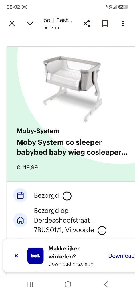 Moby system co sleeper, Ophalen, Nieuw, Ledikant