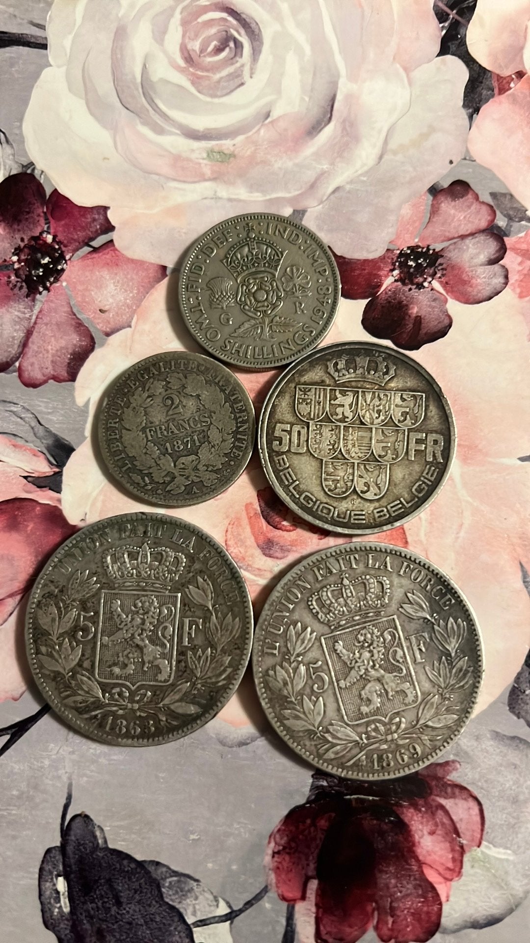 Lot 6x Zilveren Munten 1867-1940 - België 5F & 50F Leopold,, Ophalen, België, Zilver