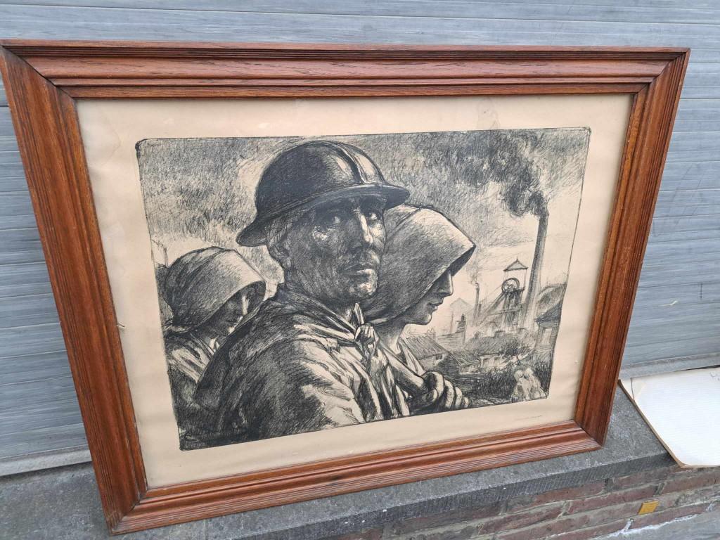 lithographie mineur et hiercheuse signe edmond doumont, Enlèvement ou Envoi