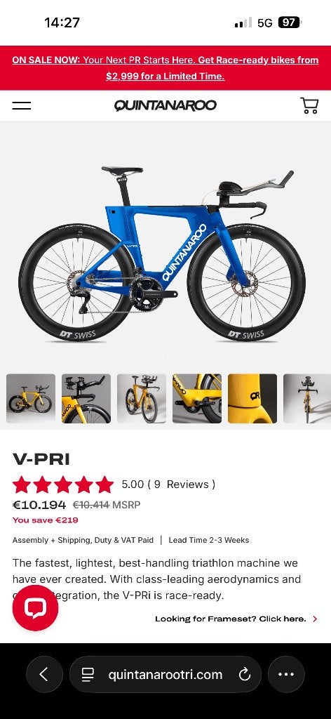 Quintana Roo V-PR Ultegra Di2 DT Swiss ARC 1600, Fietsen en Brommers, Nieuw, 57 tot 61 cm, Meer dan 20 versnellingen, Schijfrem