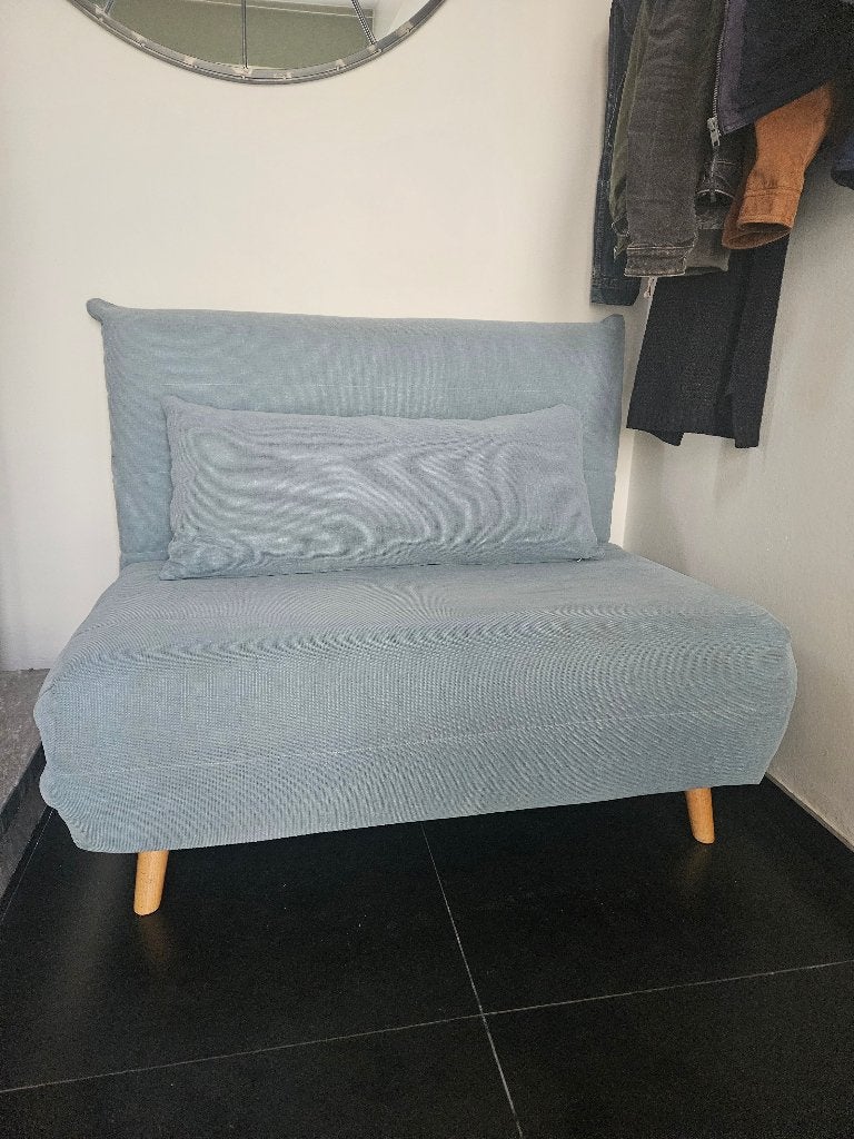 1-zits slaapbank + nieuw matras, Ophalen, Eenpersoons, 190 cm of minder, Zo goed als nieuw