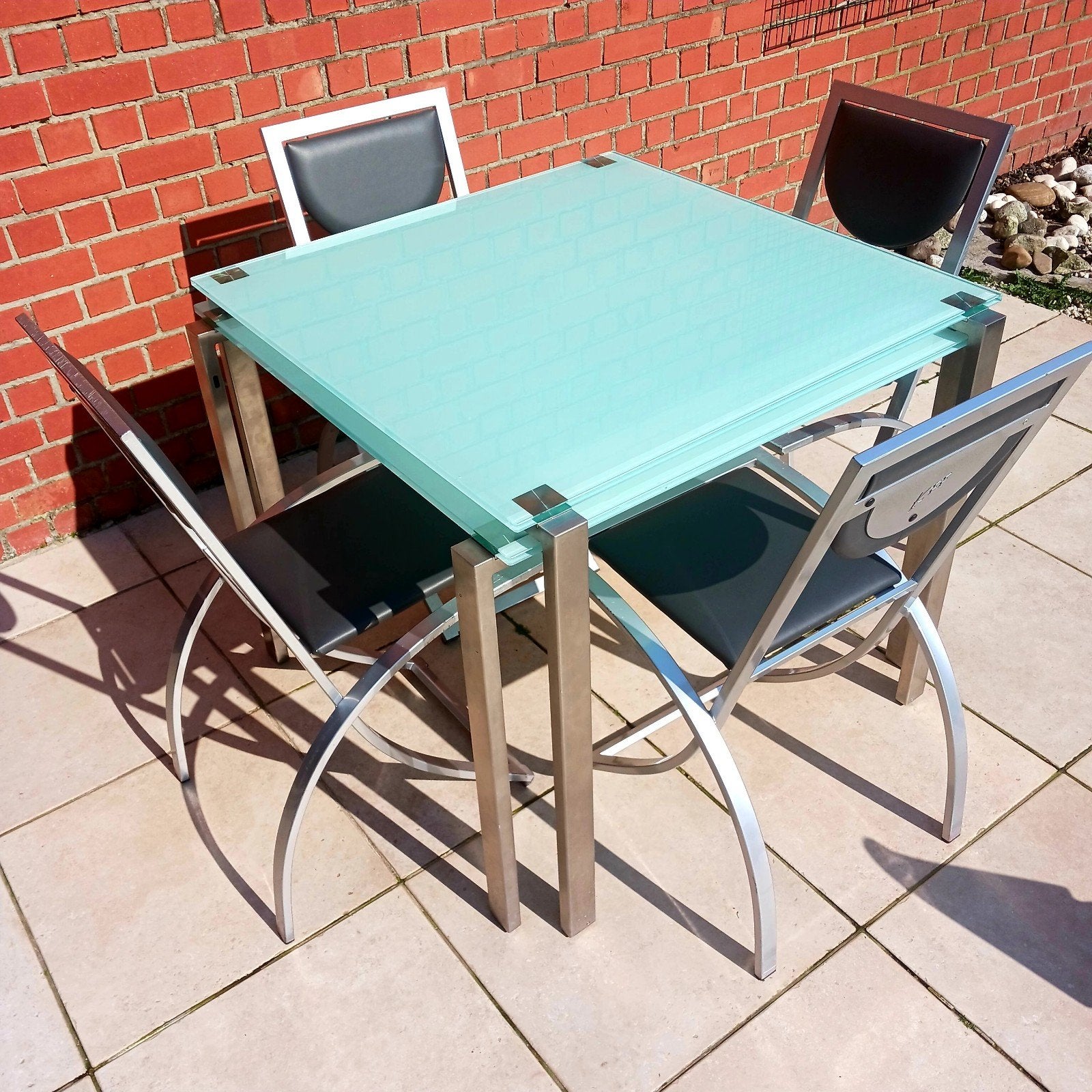 Mooie glazen tafel met 6 bijhorende stoelen, Enlèvement, Utilisé