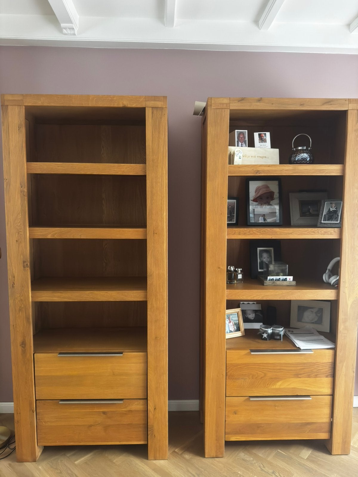 2 massief eiken kasten, Huis en Inrichting, Kasten | Boekenkasten, Ophalen, Zo goed als nieuw