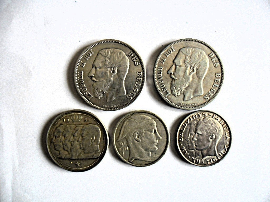 Lot de 5 anciennes pièces de monnaie Belges différentes !!, Timbres & Monnaies, Autre, Monnaie en vrac, Argent, Enlèvement