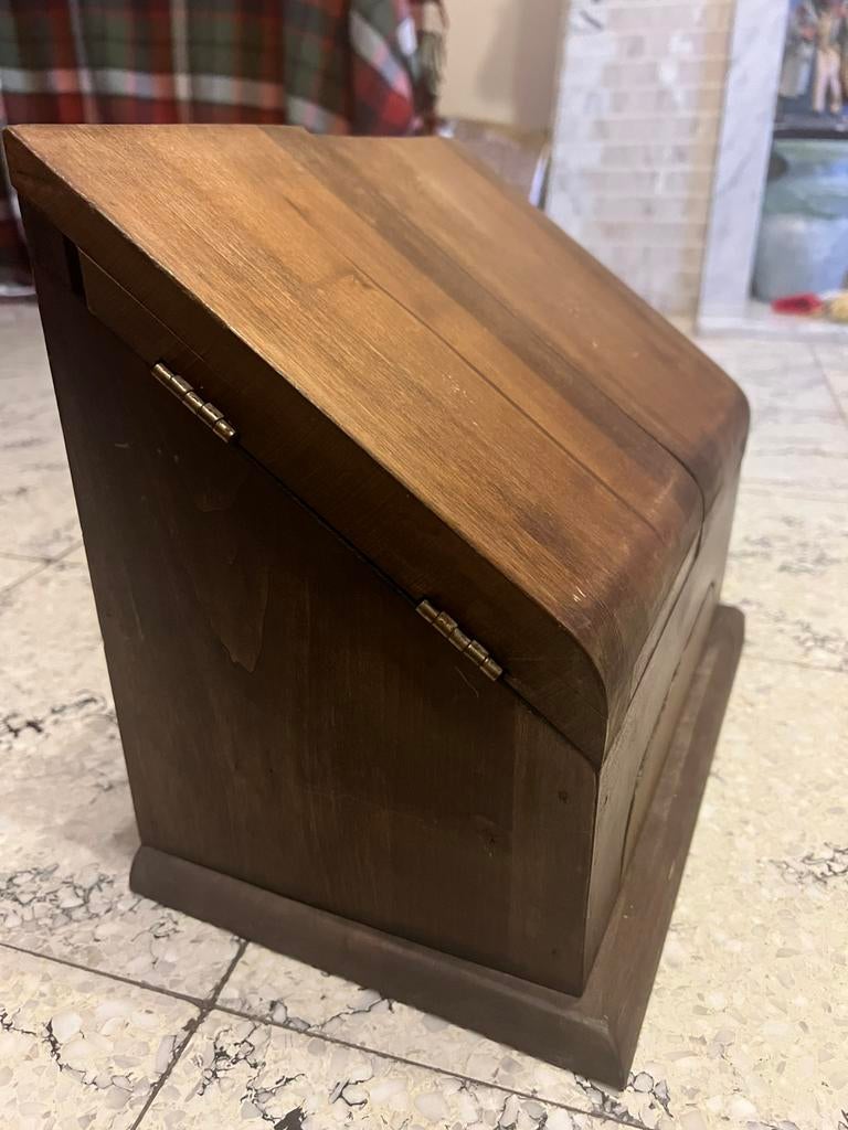 Vintage houten notaris schrijftafeltje met opbergruimte, Antiek en Kunst, Ophalen of Verzenden