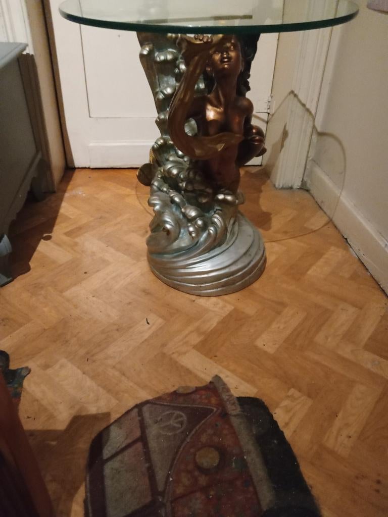 Table basse décor sirène et Dauphin, Maison & Meubles, 55 à 75 cm, Enlèvement ou Envoi, Rond, Synthétique