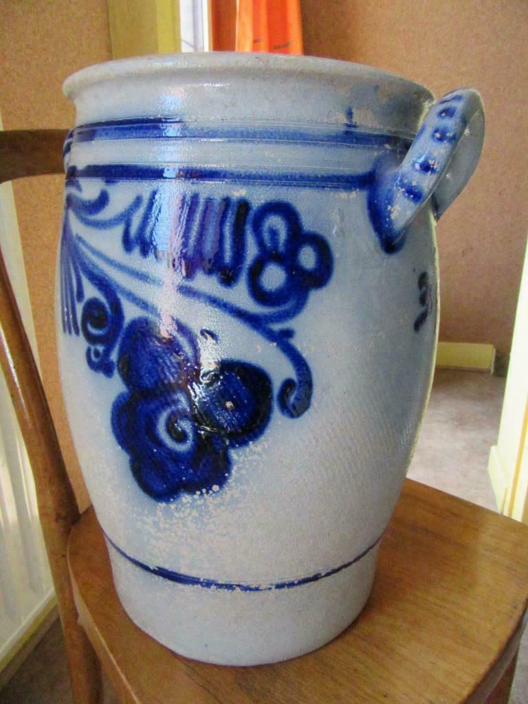 pot haut en grès bleu hauteur 36 cm dia 23 cm, Enlèvement