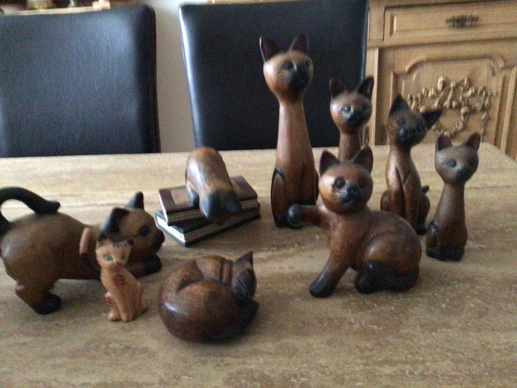 Houten verzameling van katten, Collections, Collections Animaux, Comme neuf, Enlèvement