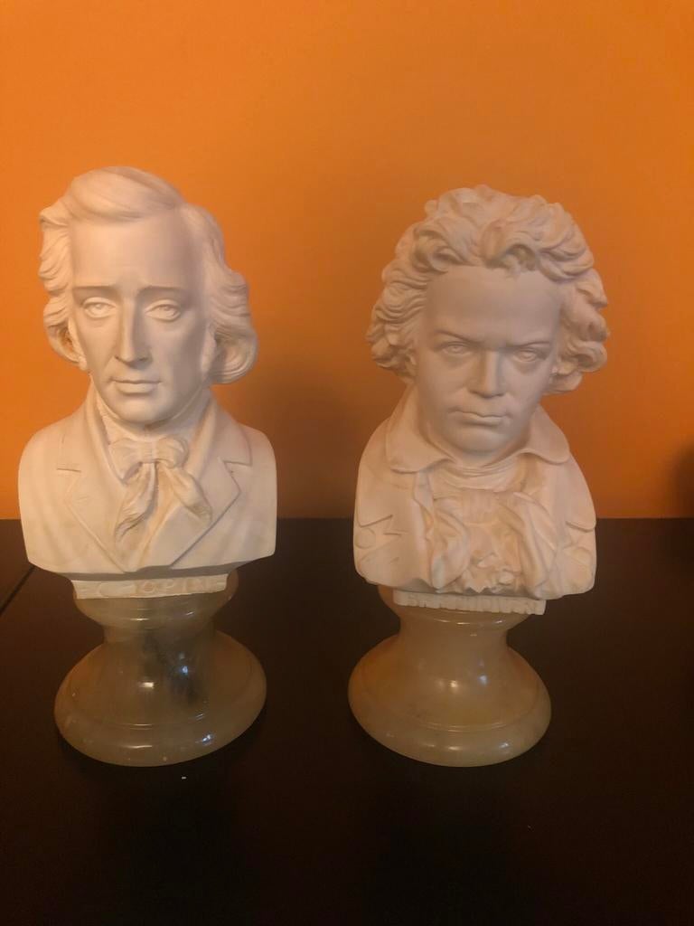 Buste G Bessi - Mozart et Beethoven, Antiquités & Art, Enlèvement ou Envoi