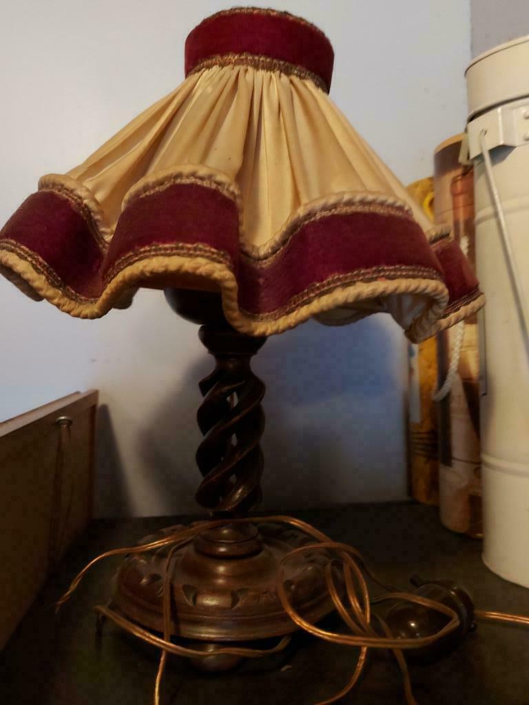 bois de lampe de table antique, Enlèvement ou Envoi