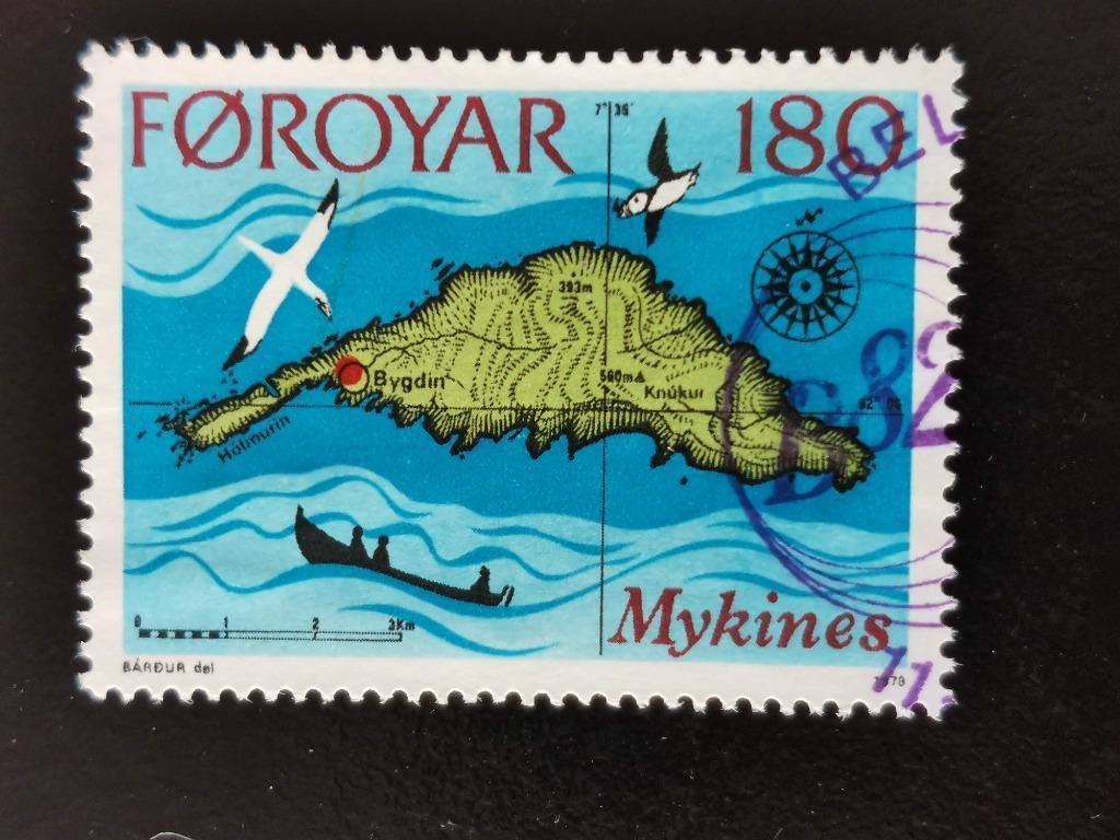 Îles Féroé/Foroyar 1978 - carte de l'île de Mykines, Timbres & Monnaies, Timbres | Europe | Scandinavie, Enlèvement ou Envoi, Danemark