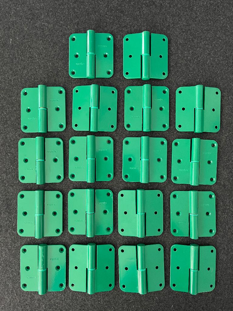 18 Argenta groen gelakte metalen scharnieren 80x80x2,5mm, Ophalen, Zo goed als nieuw