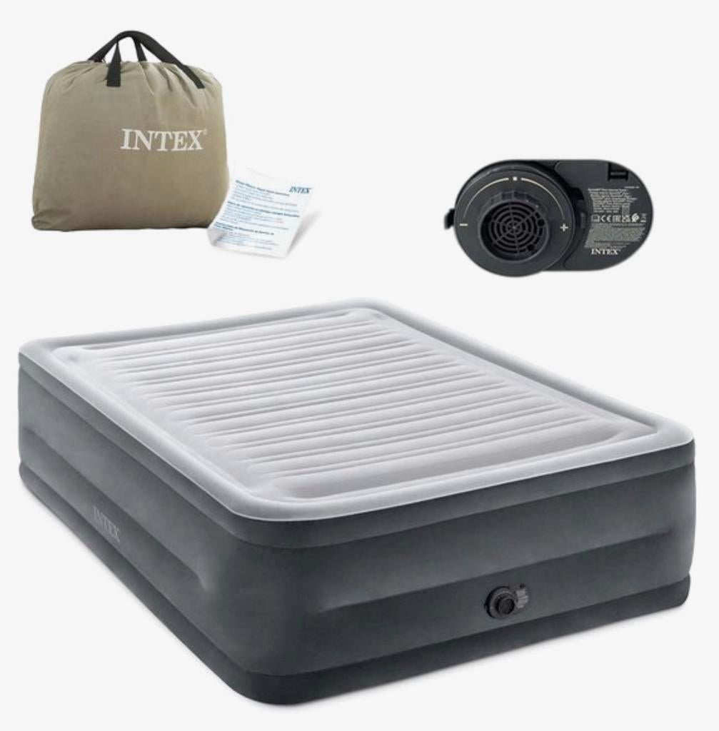 Intex Queen Comfort-Plush High Rise luchtbed, Caravanes & Camping, Matelas pneumatiques, Enlèvement, Pompe intégrée, Comme neuf