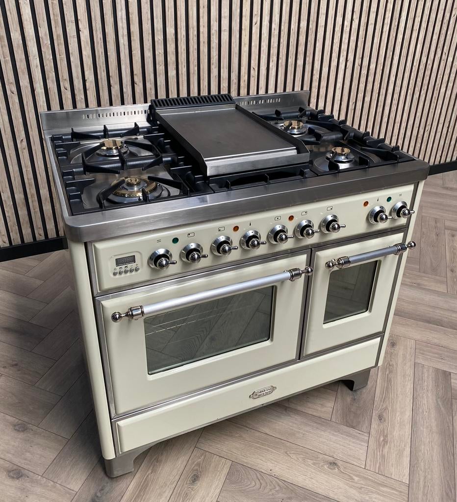 Magnifique Boretti Majestic Crème 100cm Gaz/Electro + Frytop, Electroménager, Gaz, Comme neuf, 90 à 95 cm, 5 zones de cuisson ou plus