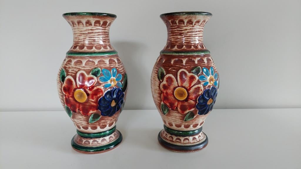 2 mooie dezelfde Bay Keramik W. Germany vaasjes - 98-17, Antiek en Kunst, Antiek | Keramiek en Aardewerk, Ophalen of Verzenden