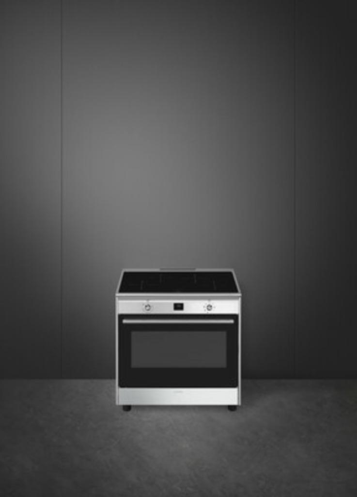 🔥Poêle de luxe Smeg 90 cm en acier inoxydable à INDUCTION, Neuf, Classe énergétique A ou plus économe, Gril, 4 zones de cuisson