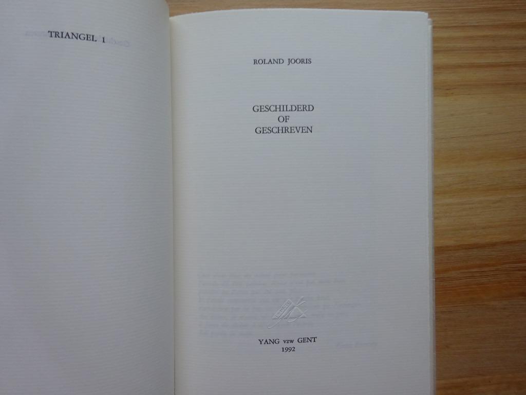 Roland Jooris, Geschilderd of Geschreven, 1992, Boeken, België, Ophalen of Verzenden, Zo goed als nieuw, Roland Jooris