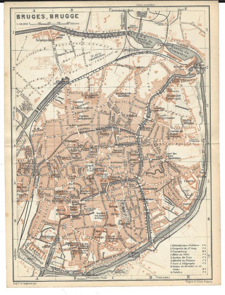 1910 - Brugge stadsplan, Antiek en Kunst, Verzenden