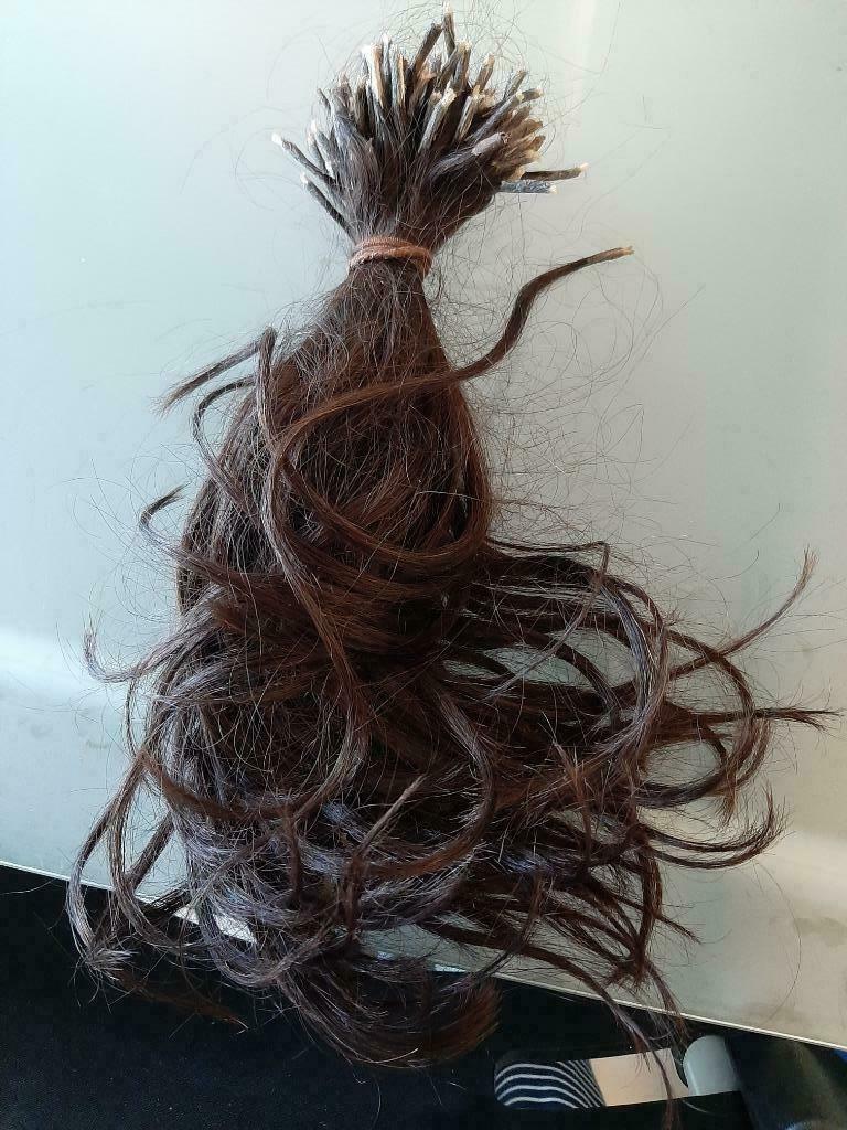 Chocoladebruin extensions 30cm, Ophalen, Zo goed als nieuw, Pruik of Haarverlenging