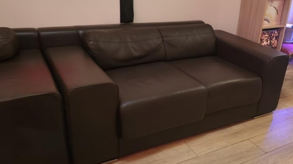 Divan cuir 2 pièces, Quatre personnes ou plus, Moins de 150 cm, Enlèvement, Utilisé