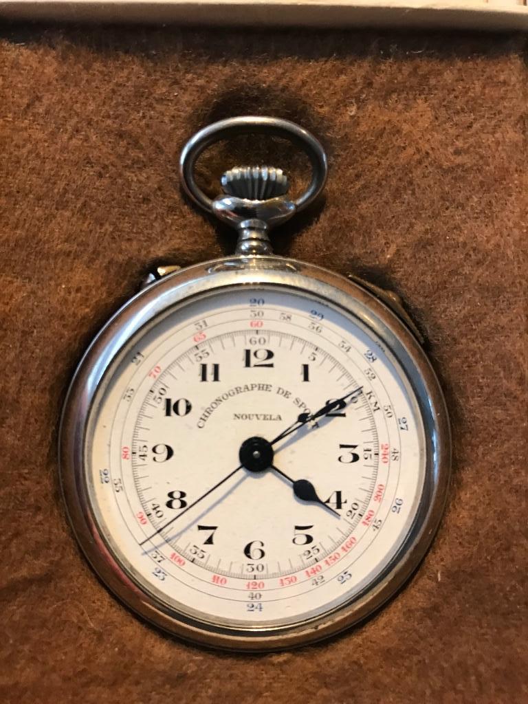 Vintage zakhorloge Nouvela Chronographe de Sport, Autres marques, Enlèvement ou Envoi, 1900 à 1930, Autres matériaux