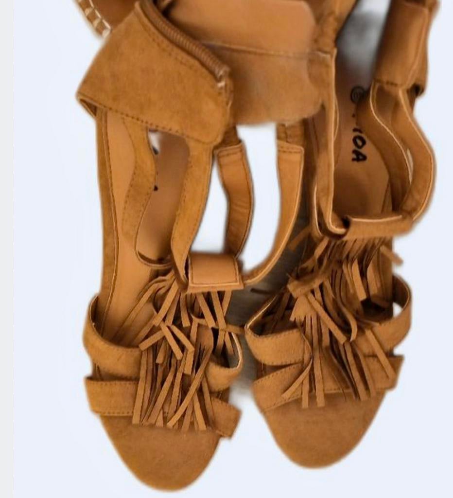 Boho Sandalen cognackleur M39 rits achteraan, Kleding | Dames, Bruin, Nieuw, Onbekend, Sandalen of Muiltjes