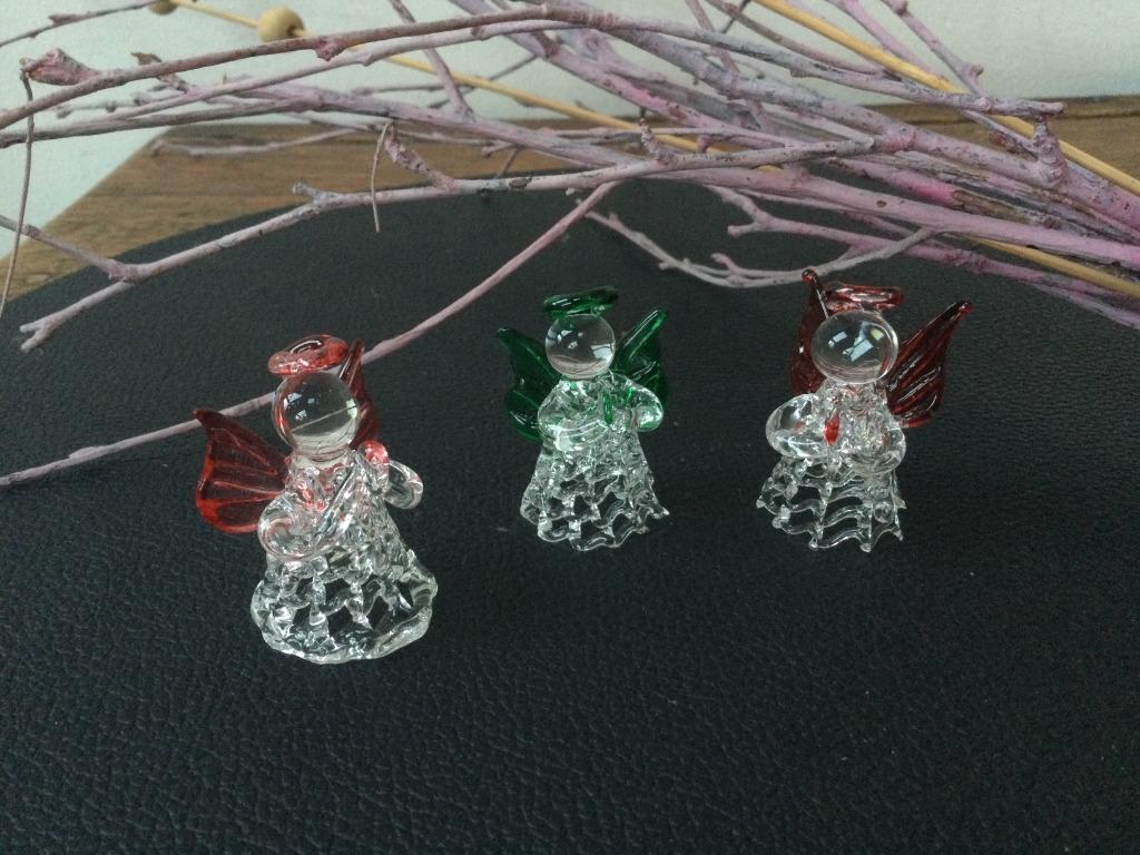 Kerst: set van 3 kleine engeltjes van glas, Ophalen of Verzenden
