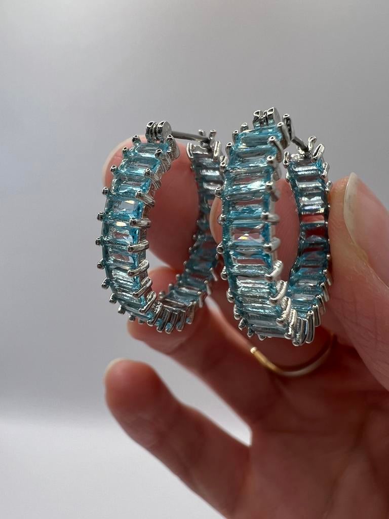 Boucles d’oreilles créoles, Bijoux, Sacs & Beauté, Boucles d'oreilles, Enlèvement, Neuf, Bleu, Avec cristal