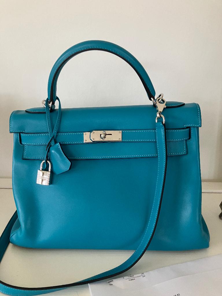 Hermes Kelly, Handtassen en Accessoires, Tassen | Damestassen, Ophalen, Zo goed als nieuw, Blauw, Handtas