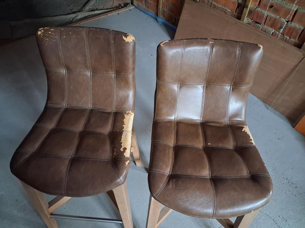 Teak barkrukken, 2 krukken, Ophalen, Gebruikt, Hout