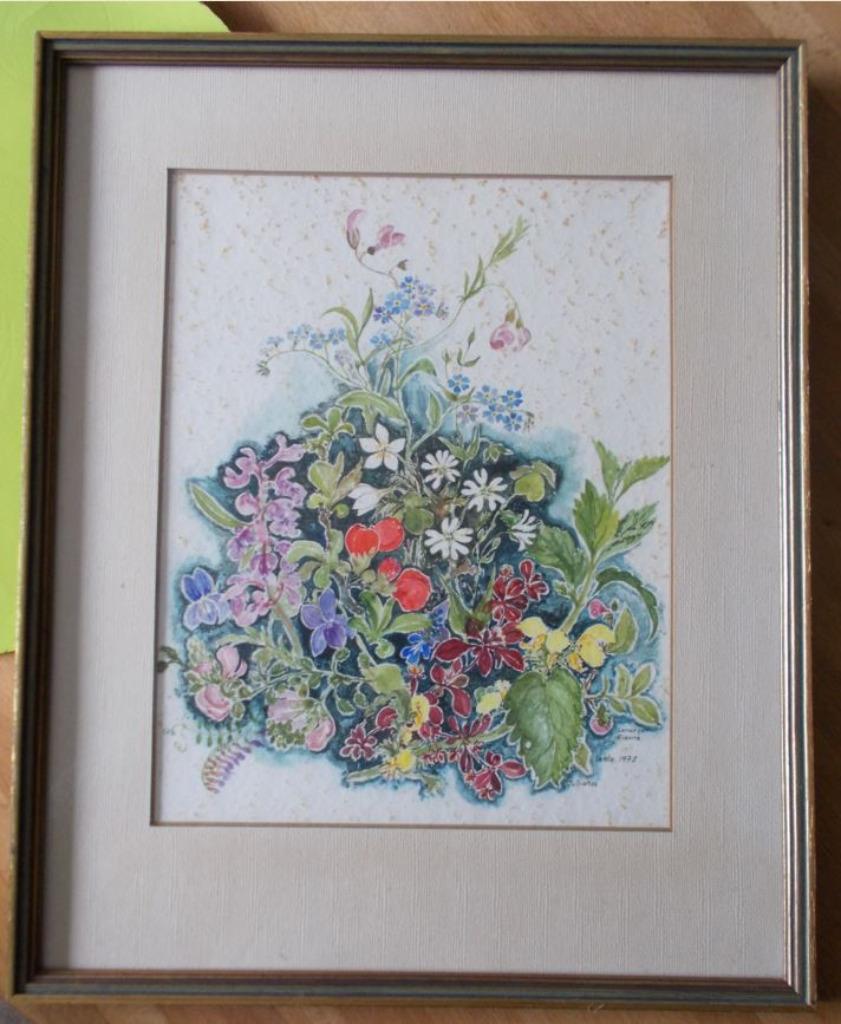 Kader met handgeschilderde bloemen, Ophalen of Verzenden