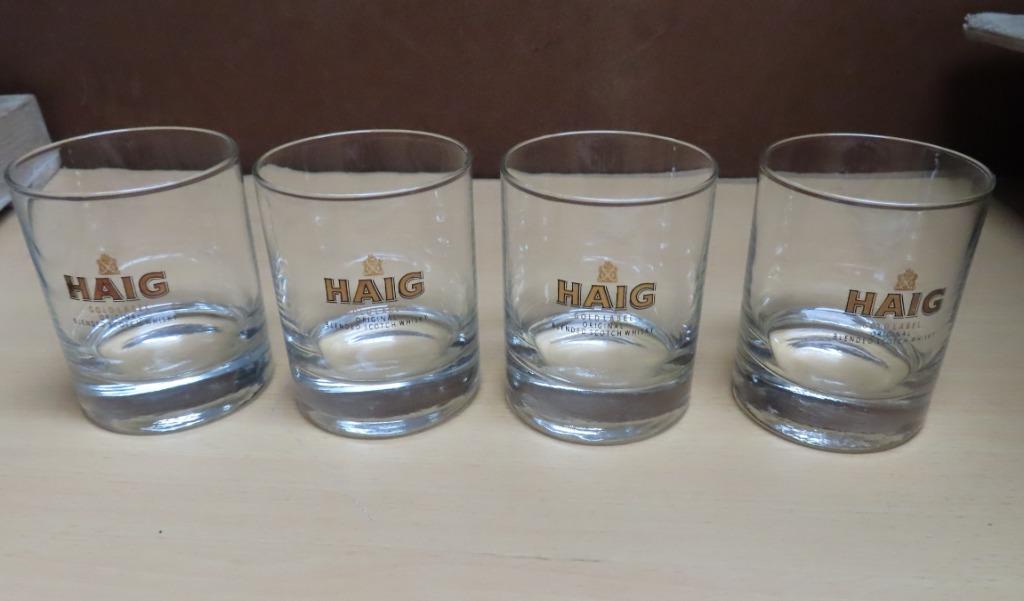 Wiskey glazen Haig , 4 stuks + 1st gordon dry gin, Collections, Enlèvement, Comme neuf, Autres types