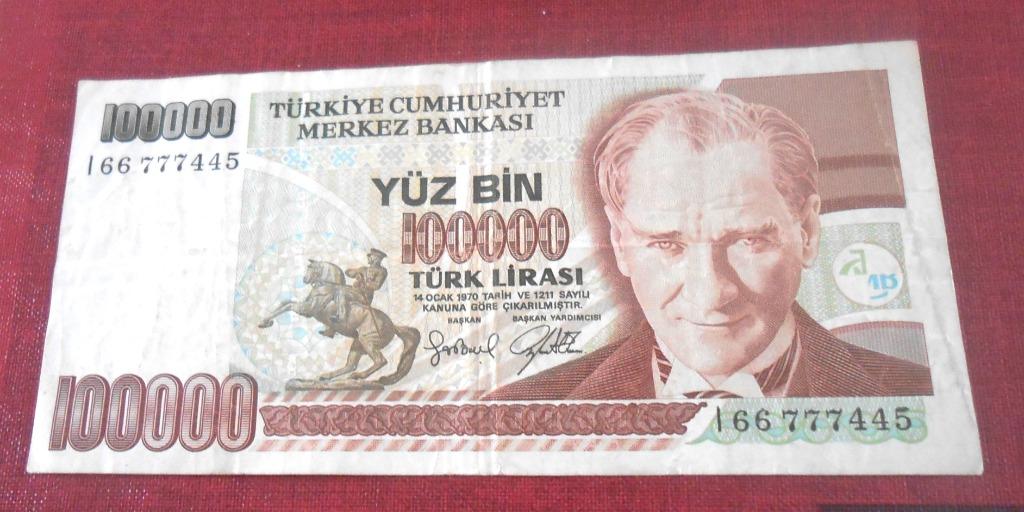 Bankbiljet - Turkije 100000 Turkse lira 1970, Postzegels en Munten, Ophalen of Verzenden, Overige landen, Los biljet