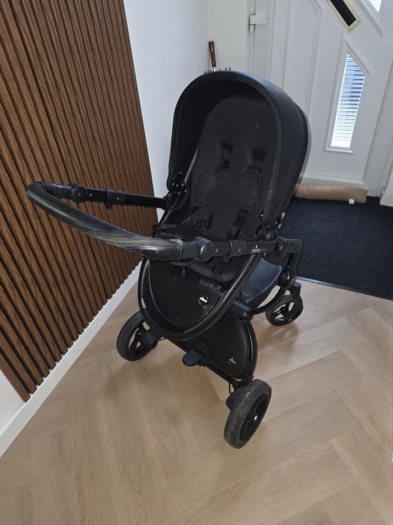 Luxe Mima Xari Buggy – Zwart Lederlook, Ophalen, Gebruikt, Kinderwagen, Overige merken