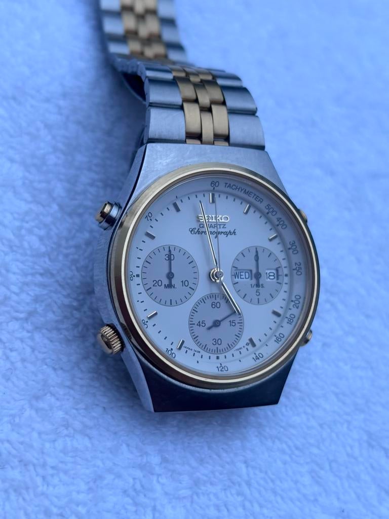 Seiko NOS Chronograph, Staal, Polshorloge, Ophalen of Verzenden, Zo goed als nieuw