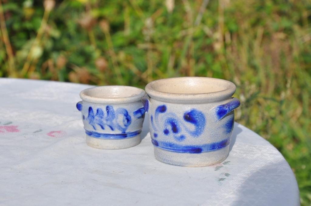 2 pots en gres gris bleu, Enlèvement ou Envoi