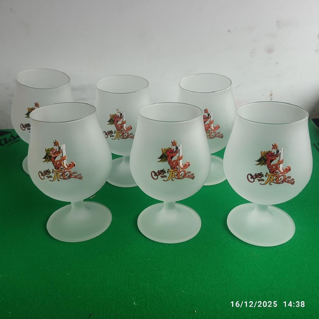 6 CUVÉE DES TROLLS bierglazen., Verzamelen, Ophalen, Zo goed als nieuw, Glas of Glazen, Overige merken