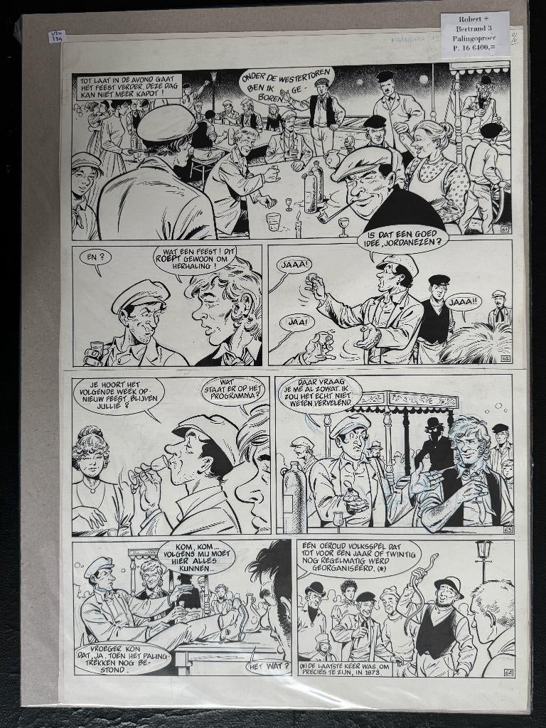 Originele Pagina Robert & Bertrand 85 : Palingoproer (1989), Boeken, Stripverhalen, Willy Vandersteen, Eén stripboek, Nieuw, Ophalen of Verzenden