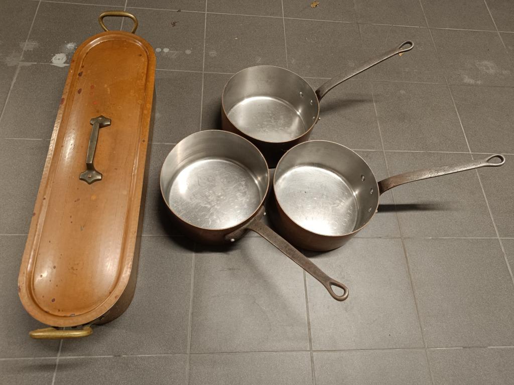 Casserole et saumonière en cuivre, Enlèvement, Cuivre