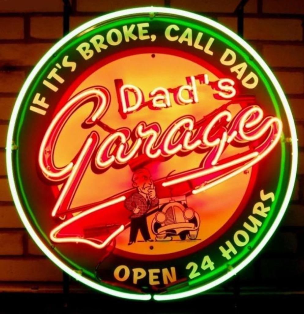 Dad's garage neon en veel andere USA mancave decoratie neons, Ophalen of Verzenden, Nieuw, Lichtbak of (neon) lamp