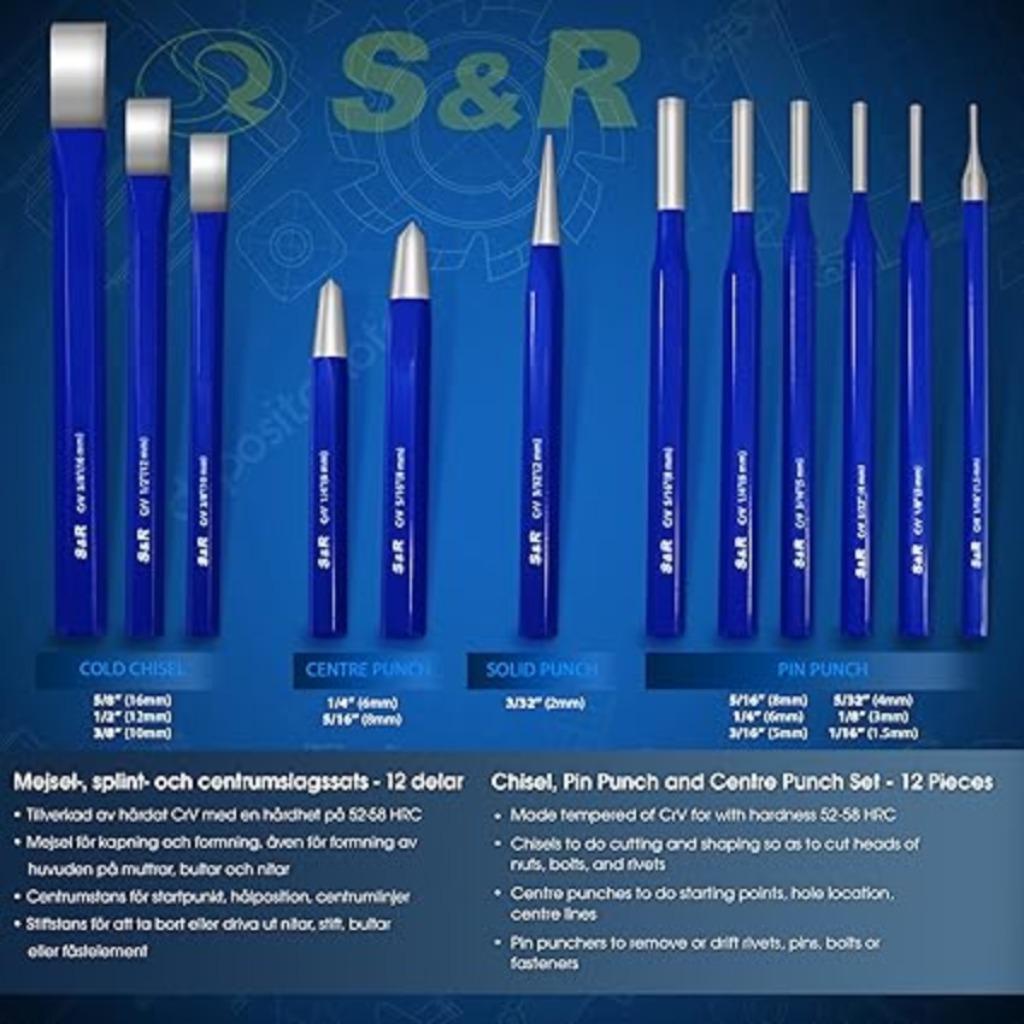 S&R Spike Set Beitels en Nageljacht SNELLE GRATIS LEVERING, Verzenden, Nieuw