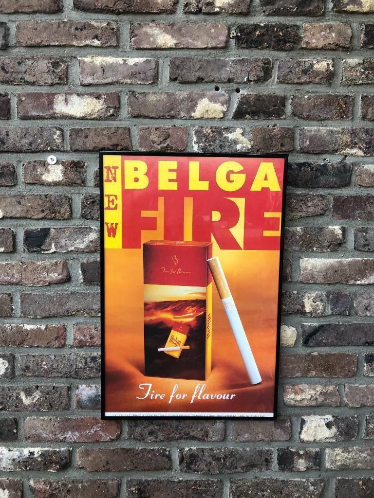 belga fire poster in kader 1990, Verzamelen, Verzenden, Zo goed als nieuw, Reclamebord