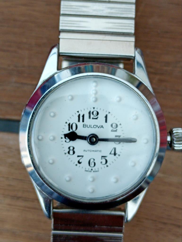 Bulova braillehorloge automatic, Handtassen en Accessoires, Horloges | Heren, Ophalen of Verzenden, Zo goed als nieuw, Polshorloge