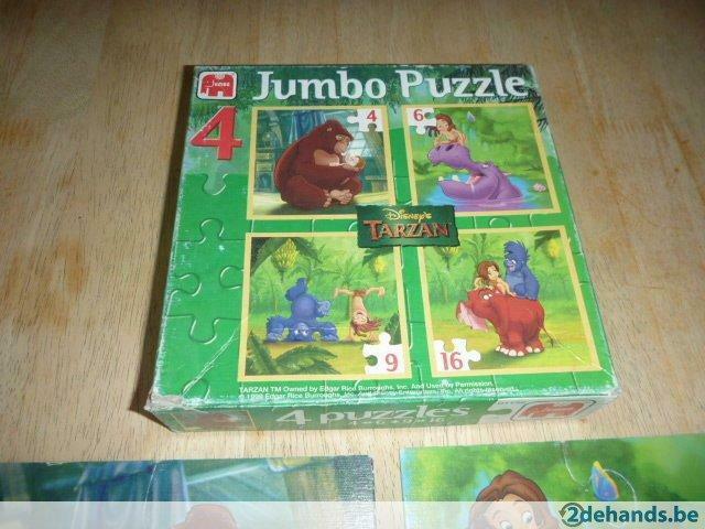 4 puzzels in 1 doos  Tarzan, Kinderen en Baby's, Gebruikt